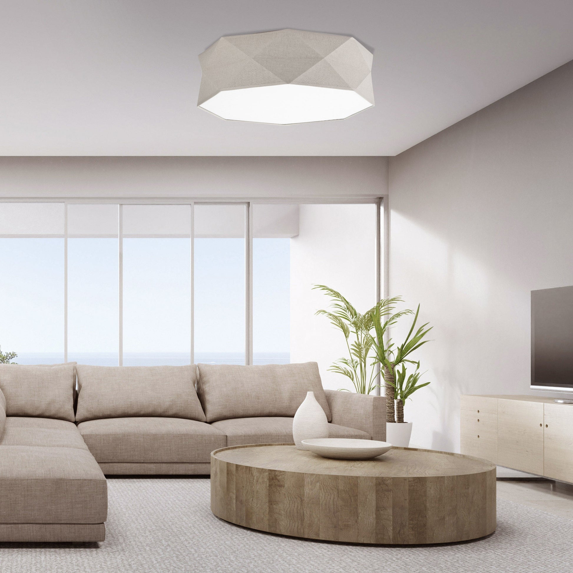 KANTOOR Beige Linen Flush Mount Light - AURABAGS SHOP