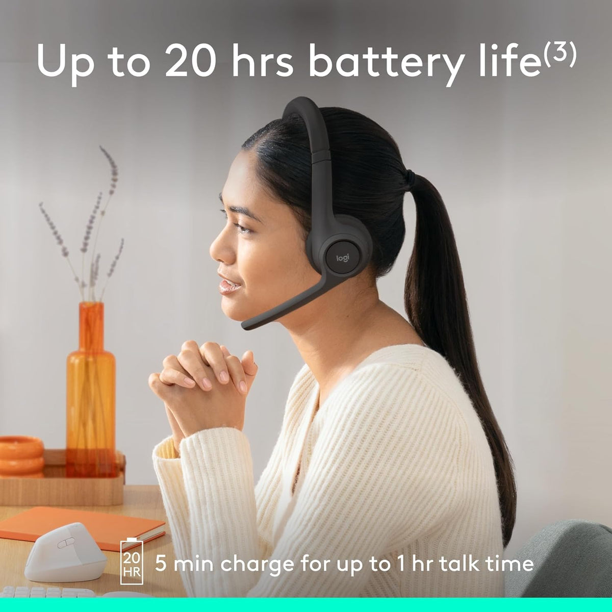 Logitech Zone 301 Wireless Bluetooth Headset with Noise-Canceling Microphone, Compatible with Windows, Mac, Chrome, Linux, iOS, iPadOS, Android – Graphite 🍁 All In One Marketplace Canada