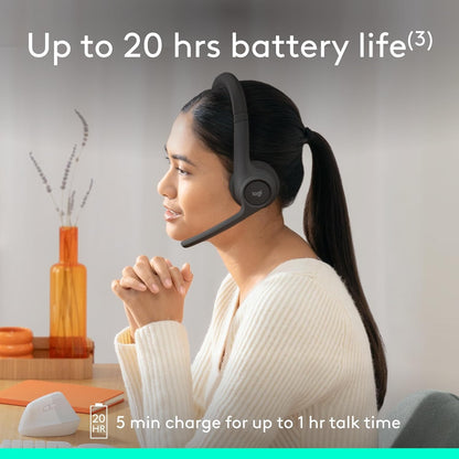 Logitech Zone 301 Wireless Bluetooth Headset with Noise-Canceling Microphone, Compatible with Windows, Mac, Chrome, Linux, iOS, iPadOS, Android – Graphite 🍁 All In One Marketplace Canada