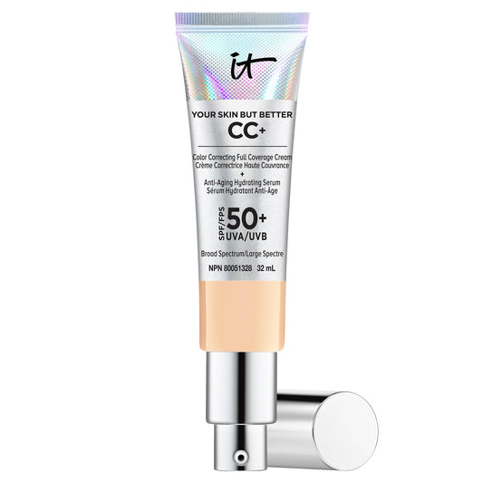 IT Cosmetics Your Skin But Better CC+ Cream, Light Medium (W) - Color Correcting Cream, Full-Coverage Foundation, Anti-Aging Serum & SPF 50+ Sunscreen - Natural Finish - 1.08 fl oz 🍁 All In One Marketplace Canada