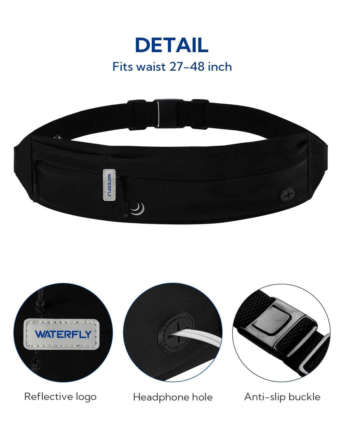 WATERFLY Running Belt Fanny Pack: Runner Marathon Jogging Waist Pack Sport Fitness Cell Phone Holder Pouch for Men Women Jogger Slim Stretchy Running Belt 🍁 All In One Marketplace Canada
