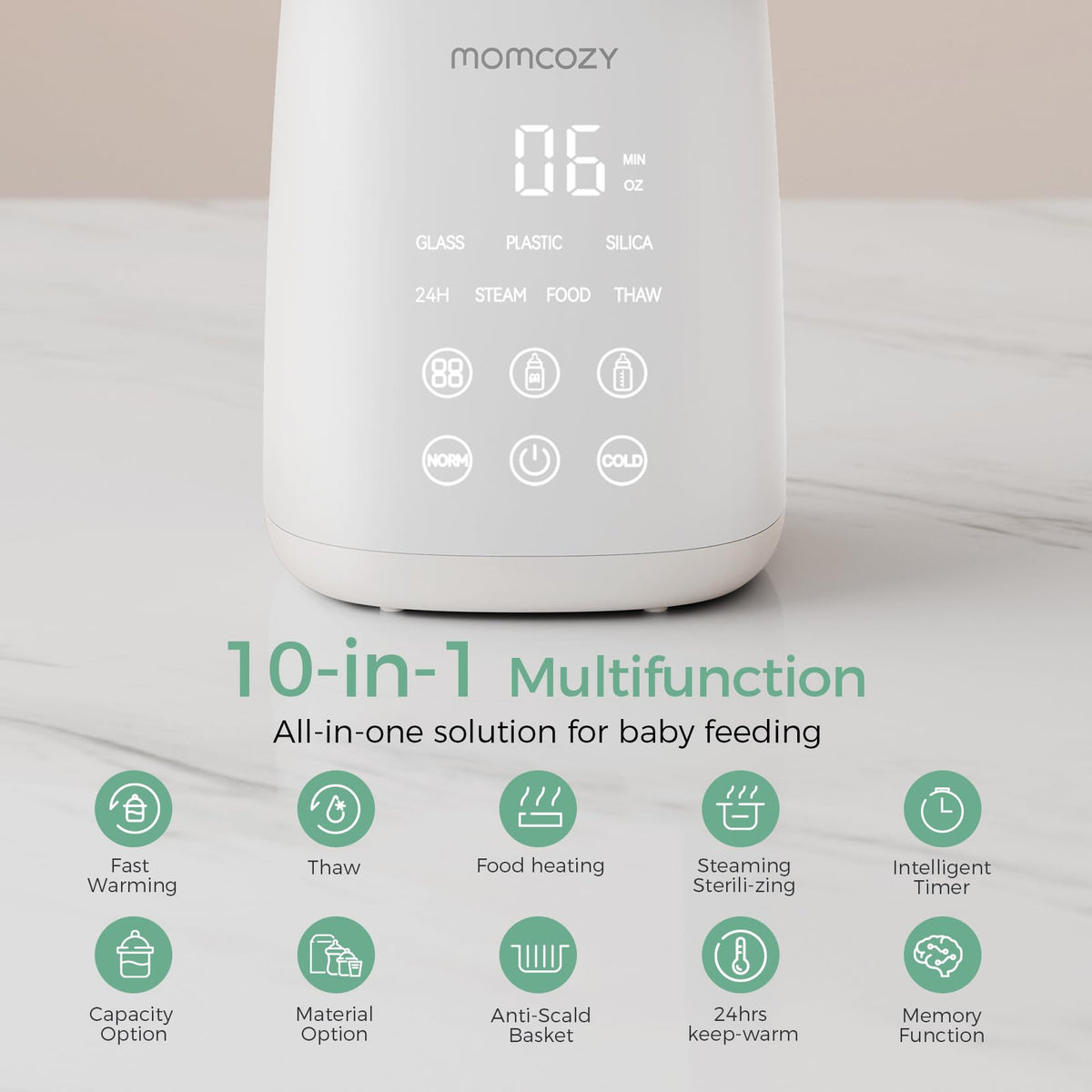 Momcozy Smart Baby Bottle Warmer & Steam Bottle Sterilizer, Fast Baby Milk Warmer with Accurate Temperature Control and Automatic Shut-Off, Multifunctional Bottle Warmers for Breastmilk or Formula 🍁 All In One Marketplace Canada