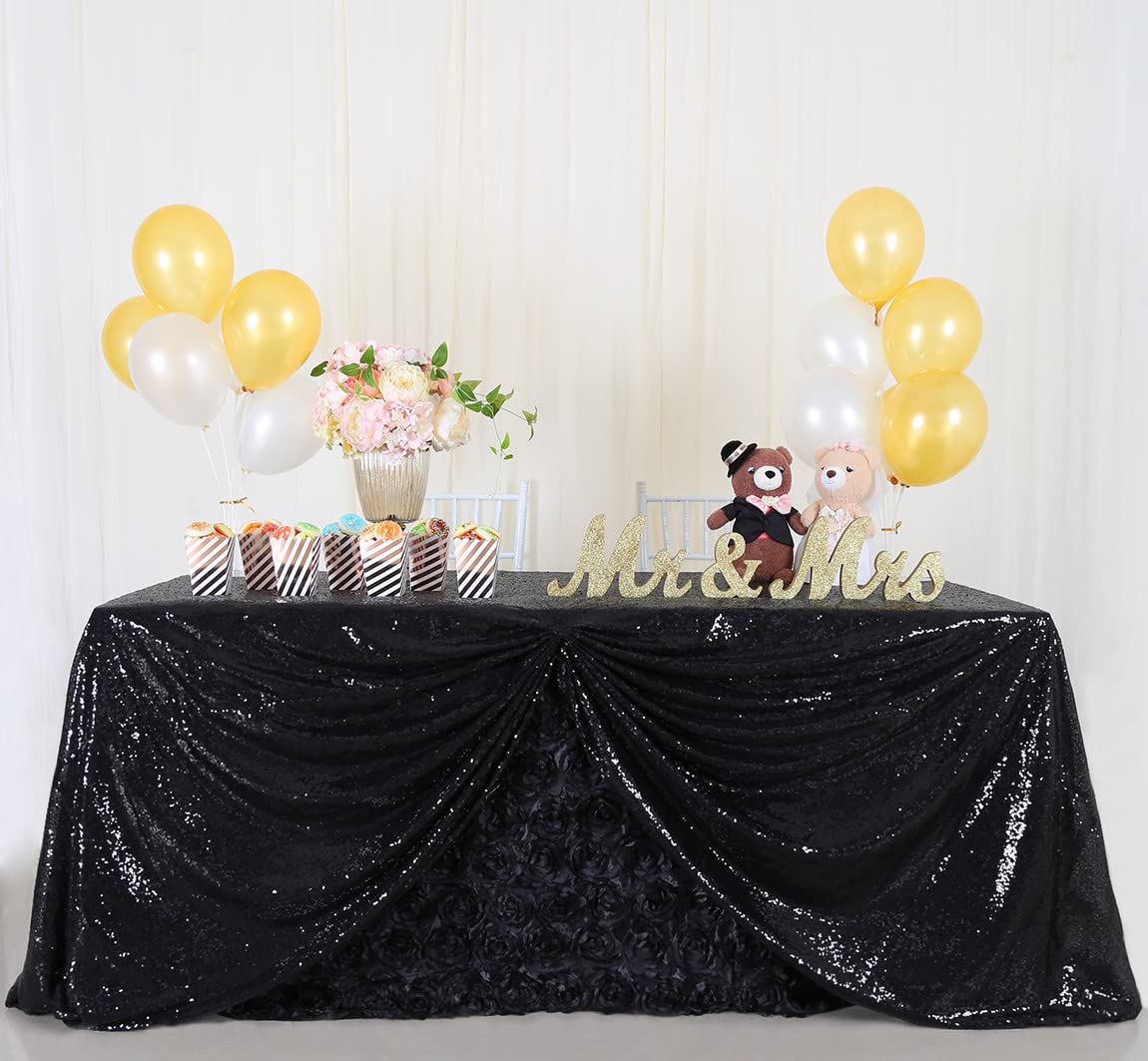 B-COOL Black Sequin Tablecloth Halloween Shimmer Tablecloth 50x80-inch Rectangular Table Overlays for Wedding Birthday Party Prom Table Decorations
