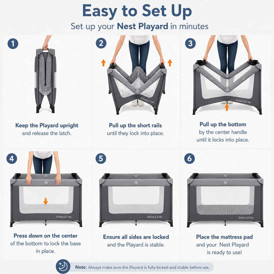 Dream On Me Nest Portable Play Yard With Carry Bag And Shoulder Strap, GREY 🍁 All In One Marketplace Canada