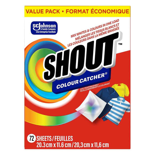 Shout Colour Catcher Dye-Trapping Sheets for Laundry, Allow Mixed Washes, Prevent Color Runs and Maintain Original Clothing, 72 Count 🍁 All In One Marketplace Canada