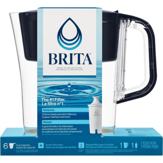 Brita 6 Cup Filter Pitcher with Smart Light Indicator, Reduces Chlorine taste and odour from Tap Water, Filters 151 Litres, Denali, Black 🍁 All In One Marketplace Canada