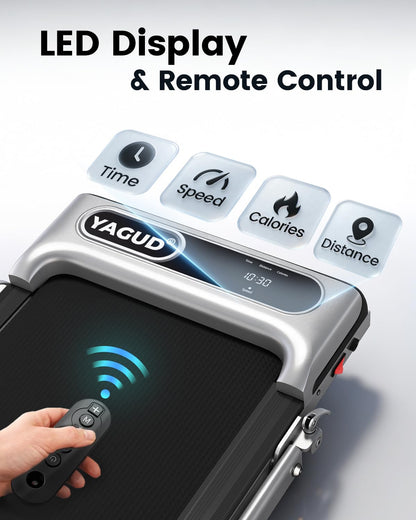 Yagud Walking Pad with 8% Incline, 3 in 1 Treadmill for Home & Office, 2.5HP Under Desk Treadmill with Handle, Portable Treadmill with Remote Control & Led Display, No Installation 🍁 All In One Marketplace Canada