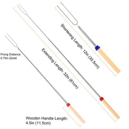 Marshmallow Roasting Sticks, Telescoping Smores Sticks for Open Fire Pit, 32 Inch Long Marshmallow Toasting Barbecue Forks Smores Skewers for Campfire Camping Hotdog Hot Dog Bonfire Grill, 5 Pack 🍁 All In One Marketplace Canada