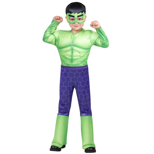 Marvel Hulk Official Toddler Halloween Costume - Premium Quality Padded Jumpsuit and Fabric Mask (3T-4T)