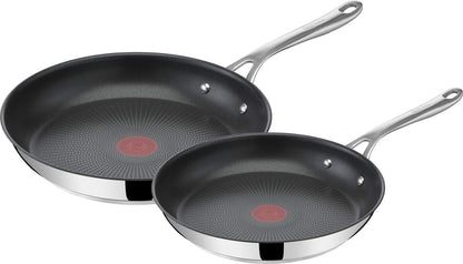 Jamie Oliver by Tefal Nonstick Coated Stainless Steel Pan Set 9.5" & 11", Induction Compatible, Oven Safe up to 500°F, Chef's Stainless Steel Skillet, Frying Pan, Kitchen Essentials, Silver 🍁 All In One Marketplace Canada