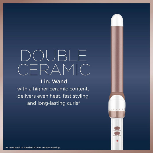 Conair CD705GNC Double Ceramic 1-Inch Curling Wand, 1-inch barrel produces long-lasting curls – Hair curler for short, medium, and long hair, Up to 400˚F high heat with Turbo Boost, Dual Voltage 🍁 All In One Marketplace Canada