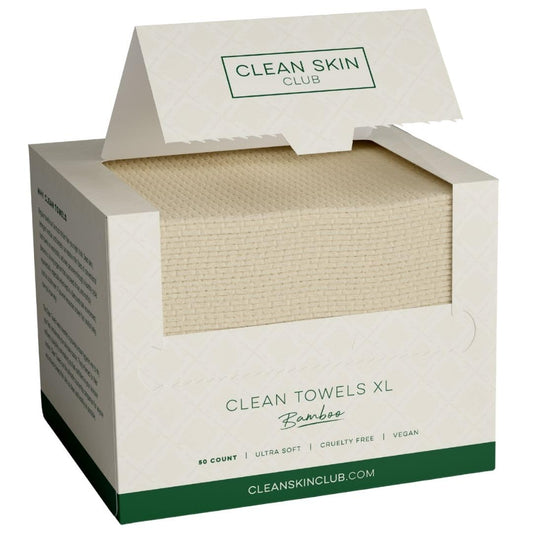 Clean Skin Club Bamboo Viscose Clean Towels® XL 100% USDA Biobased Face Towel, Disposable Face Towelette, Makeup Remover Dry Wipes, Ultra Soft, 50 Ct, 1 Pack 🍁 All In One Marketplace Canada