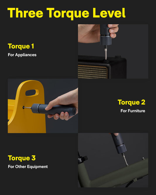 HOTO Electric Screwdriver Set, 3.6V Cordless Screwdriver Set USB-C, 3 Torque Settings, 1500mAh Battery, LED Light & 12 S2 Metal Bits for Furniture/Electrical Repairs 🍁 All In One Marketplace Canada