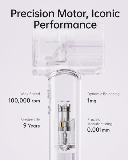 Laifen SE Lite Professional Hair Dryer, High-Speed Blow Dryer 100,000 RPM Brushless, Ionic Hair Dryer with Diffuser for Curly Hair , Fast Drying Low Noise, Diffuser Hair Dryer for Women and Men Lightweight Thermo-Control with 2 Nozzles, HD110