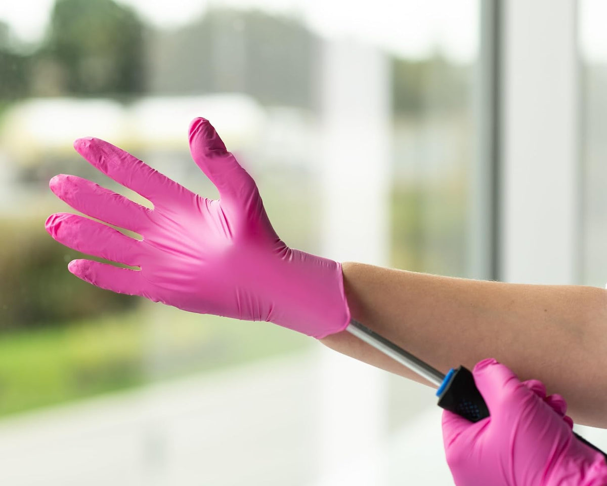 FRAMAR Pink Nitrile Gloves Large - Disposable Gloves Large, Rubber Gloves Disposable, Tattoo Gloves Disposable, Cleaning Gloves for Tattoo Supplies, Gants Nitrile, Mechanics Gloves 🍁 All In One Marketplace Canada