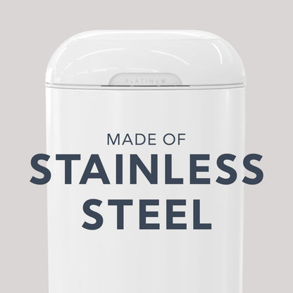 Diaper Genie Platinum Diaper Pail, White - Made in Durable Stainless Steel and Includes 1 Easy Roll Refill with 18 Bags 🍁 All In One Marketplace Canada
