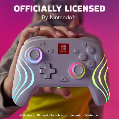PDP Afterglow Wave Wireless RGB Gaming Controller - Nintendo Switch/Switch Lite/Switch - OLED Model, Nintendo Switch 2, LED Lighting, Rechargeable Battery - White 🍁 All In One Marketplace Canada
