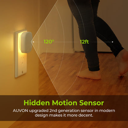 AUVON Plug-in LED Backlit Night Light with Motion Sensor & Dusk to Dawn Sensor, Dimmable Warm White Nightlight with 1-50 lm Adjustable Brightness for Bathroom, Bedroom, Hallway, Stairs (2 Pack) 🍁 All In One Marketplace Canada