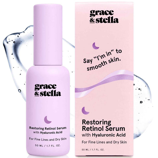 grace & stella 0.2% Retinol Serum for Face (50ml) - Restoring Retinol Serum with Hyaluronic Acid to Reduce Fine Lines, Wrinkles, Texture, Uneven Skin Tone - Anti-Aging, Hydrating, Vegan Skincare 🍁 All In One Marketplace Canada