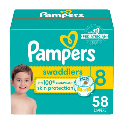 Pampers Swaddlers Diapers, Size S8, Absorbent, Keeps Baby Dry and Comfortable, Skin Safe Disposable Baby Diaper, 1 Pack (Count of 58) 🍁 All In One Marketplace Canada