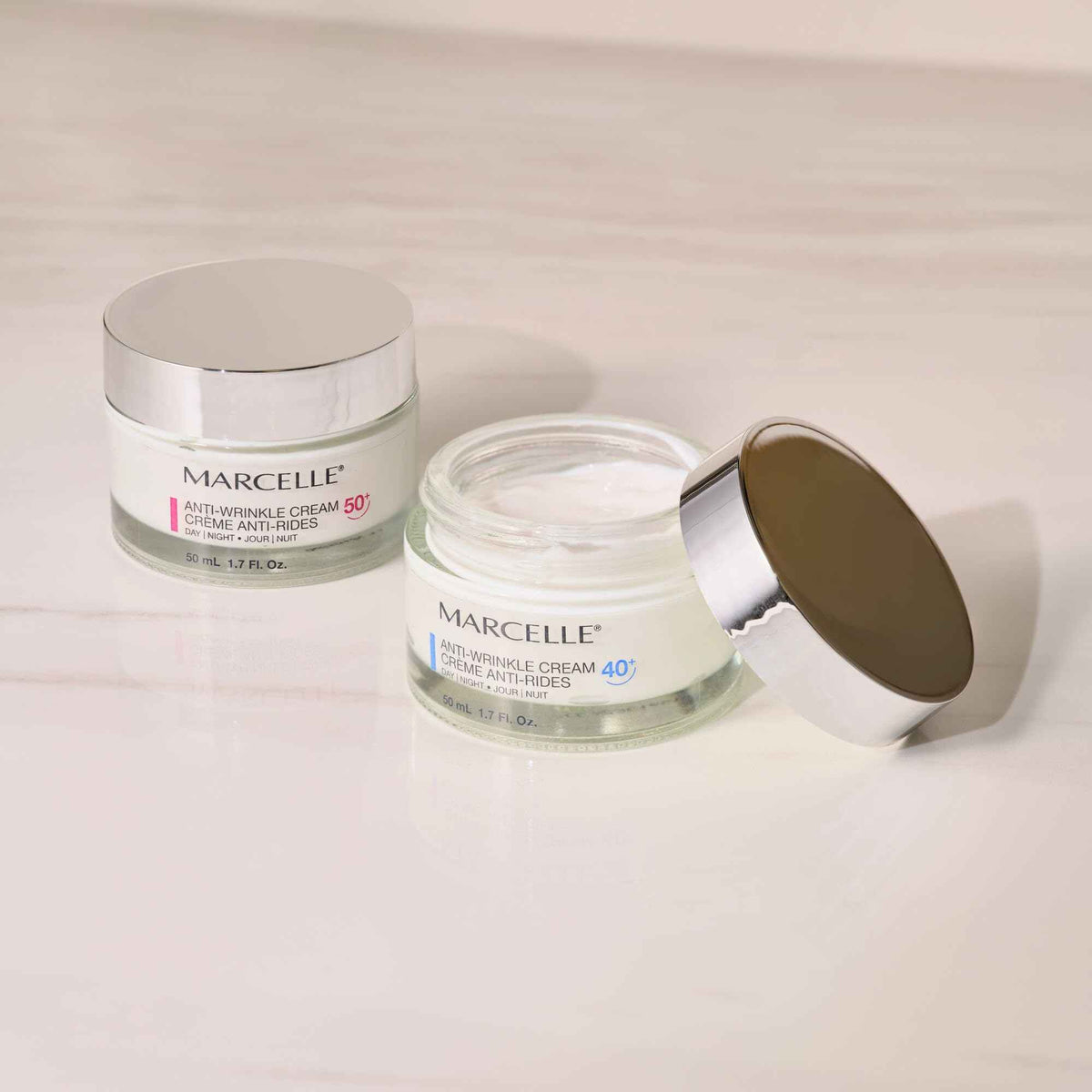 Marcelle Anti-Wrinkle Cream 50+, Day & Night, Anti-Aging Cream, Reduces Fine Lines & Wrinkles, 24H Hydration, Fragrance-Free, Hypoallergenic, Cruelty-Free, 50 mL 🍁 All In One Marketplace Canada