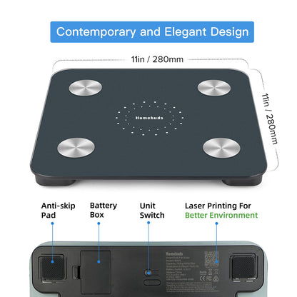 Homebuds Digital Bathroom Scale for Body Weight and Body Fat, Weighing Professional Since 2001, Body Composition Monitor Professional for BMI Fat Water Muscle with App, 400lb, Blue 🍁 All In One Marketplace Canada