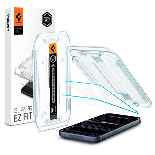 Spigen AluminaCore Tempered Glass Screen Protector [Glas.tR EZ Fit] designed for iPhone 17 Pro | iPhone 17 | iPhone 16 Pro [2 Pack] 9H+ Hardness, Aluminum-Enhanced Durability 🍁 All In One Marketplace Canada