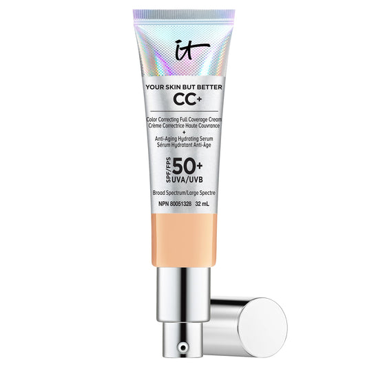 IT Cosmetics Your Skin But Better CC+ Cream, Neutral Medium (W) - Color Correcting Cream, Full-Coverage Foundation, Anti-Aging Serum & SPF 50+ Sunscreen - Natural Finish - 1.08 fl oz 🍁 All In One Marketplace Canada