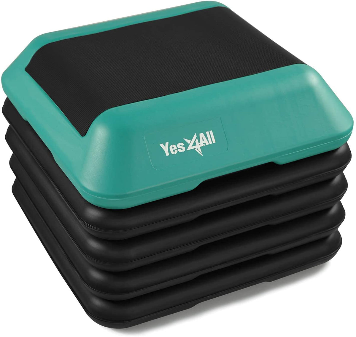 Yes4All High Arobic Step Platform & Stackable Risers - Adjustable 4"/6"/8"/10"/12" Height - Choose Full Step Platform Set or 2-Pack Stackable Risers, Customize for Cardio & Aerobic Exercise - 4 Risers, Black/Green 🍁 All In One Marketplace Canada