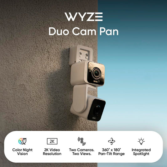 Wyze Pan Cam Duo Indoor/Outdoor IP65 2K 360° Pan/Tilt/Zoom Smart Home Security Camera with Color Night Vision, Works with Alexa & Google Assistant, White 🍁 All In One Marketplace Canada