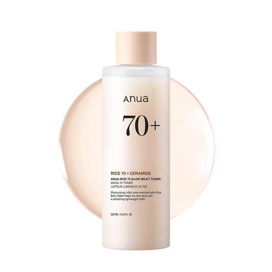 ANUA Rice 70 Glow Milky Toner 8.45 fl oz (250ml) - Hydrating and Brightening Face Toner with Rice Water, Niacinamide, Ceramides, Panthenol, Fragrance-Free, Non-Comedogenic, Suitable for All Skin Types, Korean Skincare 🍁 All In One Marketplace Canada