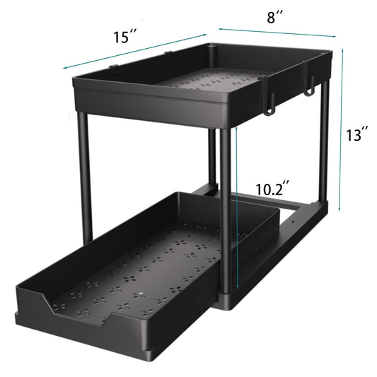 DEKAVA Under Sink Organizer 2 Pack, Bathroom Organizers, 2 Tier Sliding Cabinet Basket Organizer Drawer, Multi-Purpose Bath Collection Baskets for Bathroom (Black) 🍁 All In One Marketplace Canada