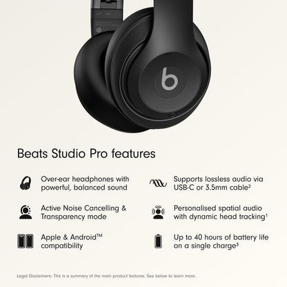 Beats Studio Pro - Wireless Bluetooth Noise Cancelling Headphones - Personalized Spatial Audio, USB-C Lossless Audio, Apple & Android Compatibility, Up to 40 Hours Battery Life - Black 🍁 All In One Marketplace Canada