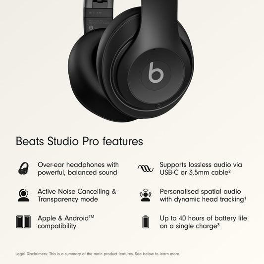 Beats Studio Pro - Wireless Bluetooth Noise Cancelling Headphones - Personalized Spatial Audio, USB-C Lossless Audio, Apple & Android Compatibility, Up to 40 Hours Battery Life - Black 🍁 All In One Marketplace Canada