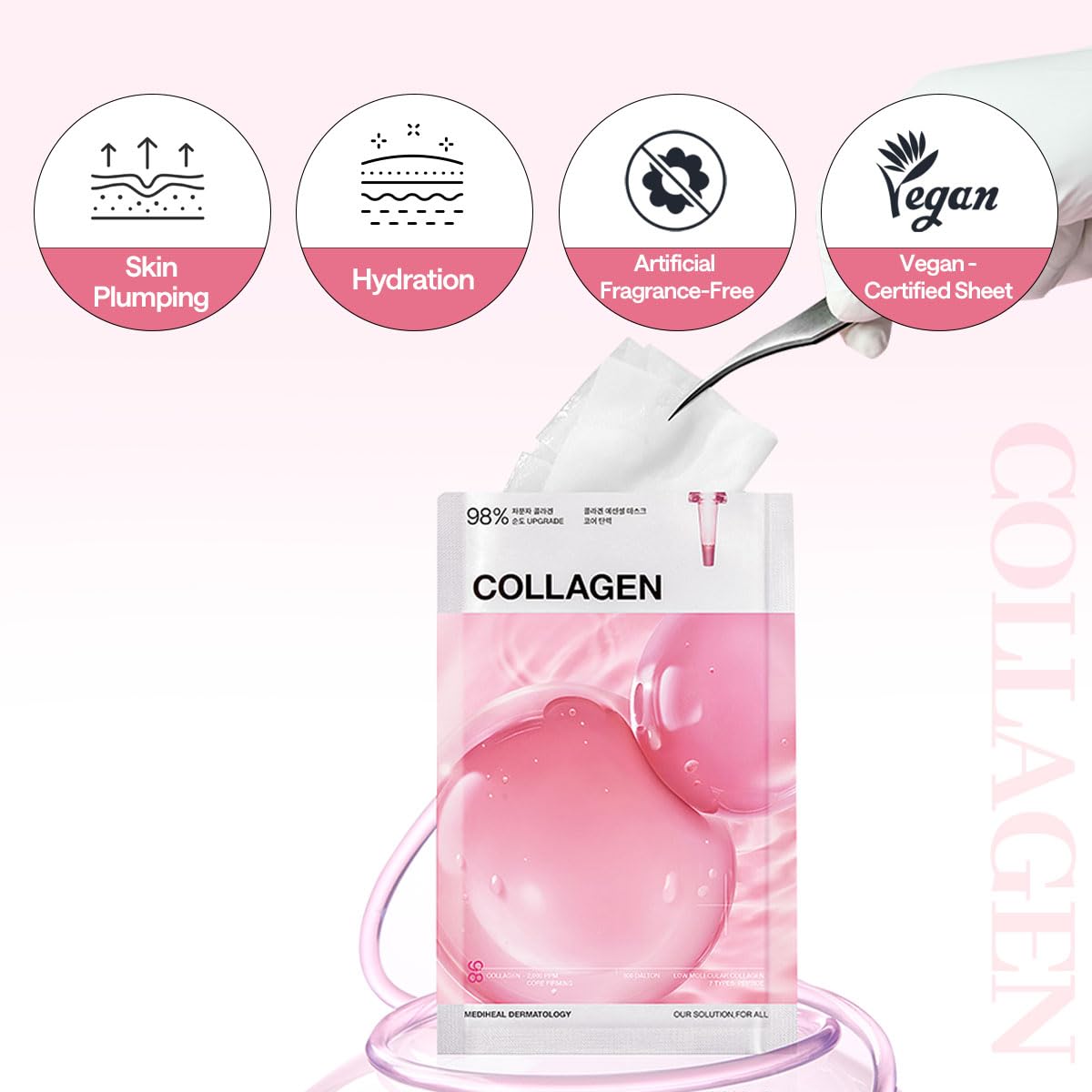 MEDIHEAL Collagen Essential Face Mask - Firming & Elasticity with Vegan Collagen, Peptides & Hyaluronic Acid, Deep Hydrating Korean Skincare for Dry & Wrinkle Skin (10 Sheets) 🍁 All In One Marketplace Canada