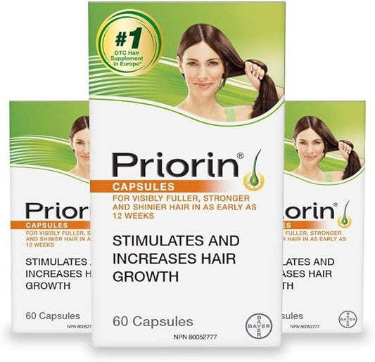 Priorin Hair Growth Vitamins With Biotin for Men and Women - Stimulate Growth, Decrease Hair Loss After Washing - 3x60 Count, 3 Month Supply 🍁 All In One Marketplace Canada