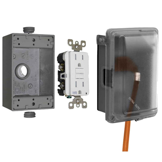 Sigma Engineered Solutions 16801 Non-Metallic Weatherproof Outdoor Electrical Outlet Kit w/Extra Duty Cover, Box and 15 Amp GFCI Receptacle, in-USE, Clear/Gray, 1 Gang, Lockable with Patented Hinge 🍁 All In One Marketplace Canada