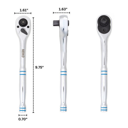 Neiko 03117A 1/2 Inch Ratchet Wrench, 100-Tooth Reversible Ratchet, 3.6 Degree, Quick Release 1/2 Drive Ratchet, 10" Long Handle Ratchet, Oval Head Socket Wrench, CR-V Steel Half Inch Rachet Wrench 🍁 All In One Marketplace Canada