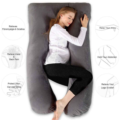 Chilling Home 59 Inch Pregnancy Pillow for Sleeping, Maternity Pillow for Pregnant Women, Full Body Pillow for Adults, Comfort U Shaped Pregnancy Pillow with Removable Washable Velvet Cover, Dark Grey 🍁 All In One Marketplace Canada