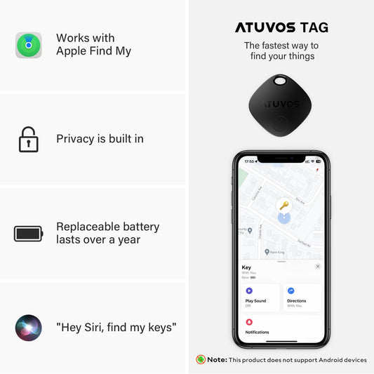 ATUVOS Air Tracker Tag 4 Pack, Smart Key Finder Luggage Tracker Compatible with Apple Find My (iOS Only, Android not Supported), Bluetooth Item Locator for Bags, Suitcase, Wallet, Replaceable Battery. 🍁 All In One Marketplace Canada