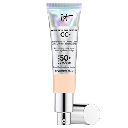 IT Cosmetics Your Skin But Better CC+ Cream, Fair Beige - Color Correcting Cream, Full-Coverage Foundation, Anti-Aging Serum & SPF 50+ Sunscreen - Natural Finish - 1.08 fl oz 🍁 All In One Marketplace Canada