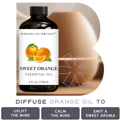 Brooklyn Botany Sweet Orange Essential Oil - Huge 118 ml - 100% Pure and Natural - Premium Grade with Dropper - for Aromatherapy and Diffuser 🍁 All In One Marketplace Canada