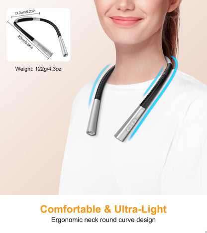 Gritin Rechargeable Book Light, Eye Caring Neck Reading Light 4-Color&5-Brightness, Stepless Dimming, 30-min Timer, 80H+ Runtime, Bendable Round Neck Design, Lightweight for Reading,Knitting,Repairing 🍁 All In One Marketplace Canada
