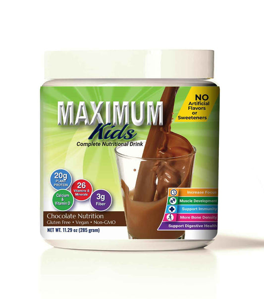 Maximum Kids Complete ORGANIC Powder Mix - Great TASTING, EASY to use, complete nutritional drink with 26 vitamins & Minerals, 20g of Plant Protein, 3g of Fiber. Kid TESTED! Parents APPROVED! 🍁 All In One Marketplace Canada