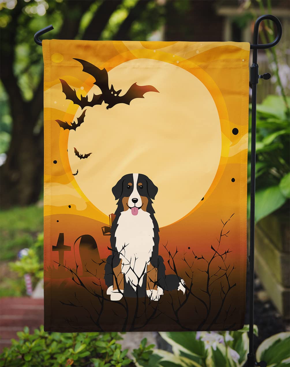 Caroline's Treasures BB4302GF Halloween Bernese Mountain Dog Flag Garden Size, Small, Multicolor