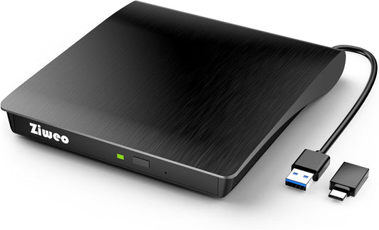 External CD DVD Drive, Portable USB 3.0 Type-C CD Burner CD +/-RW Drive DVD Player for ROM Rewriter Burner Compatible with Laptop Desktop PC Windows MacBook Linux Mac OS 🍁 All In One Marketplace Canada