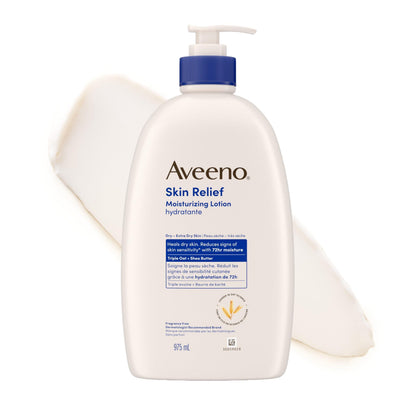 Aveeno Skin Relief Moisturizing Body Lotion Heals Very Dry, Sensitive Skin, fast absorbing Lotion with Soothing Triple Oat & Shea Butter Formula, Fragrance Free Lotion, Non-Comedogenic, 975mL 🍁 All In One Marketplace Canada
