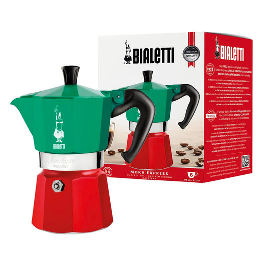 Bialetti Moka Express 6-Cup Aluminum Stovetop Espresso Maker, Tricolore 🍁 All In One Marketplace Canada