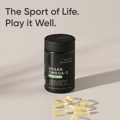Sports Research Vegan Omega-3 Fish Oil Alternative from Algae Oil - Highest Levels of DHA & EPA Fatty Acids | Non-GMO Verified & Vegan Certified - 60 Veggie Softgels (Carrageenan Free) 🍁 All In One Marketplace Canada