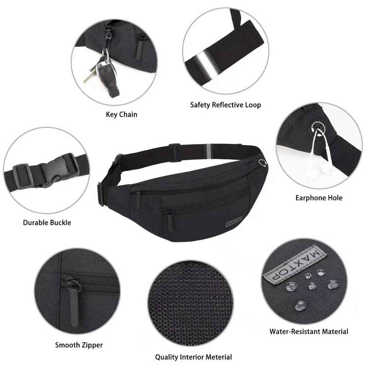 MAXTOP Large Fanny Pack for Women Men with 4-Zipper Pockets Gifts for Enjoy Festival Sports Workout Traveling Running Casual Hands-Free Water-Resistant Sling Waist Pack Bag Carrying of Phones 🍁 All In One Marketplace Canada